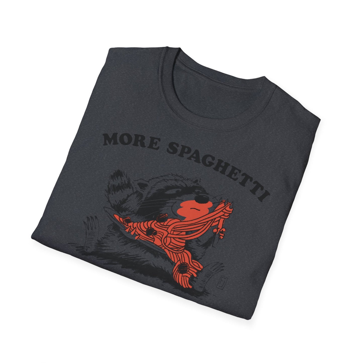 T-Shirt — "More Spaghetti Less Upsetti" Vintage Raccoon Graphic