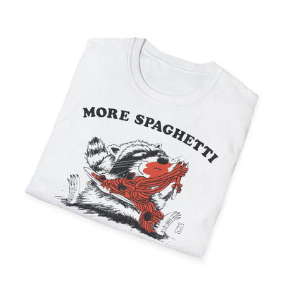 T-Shirt — "More Spaghetti Less Upsetti" Vintage Raccoon Graphic